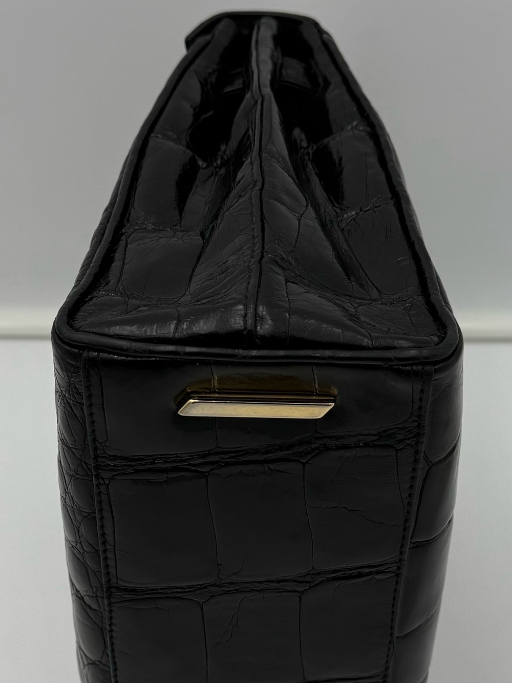 🐊COLOMBO 1937 MILANO • Black Exotic CROCODILE 32 Top-Handle Bag • Made in ITALY - Picture 11 of 16